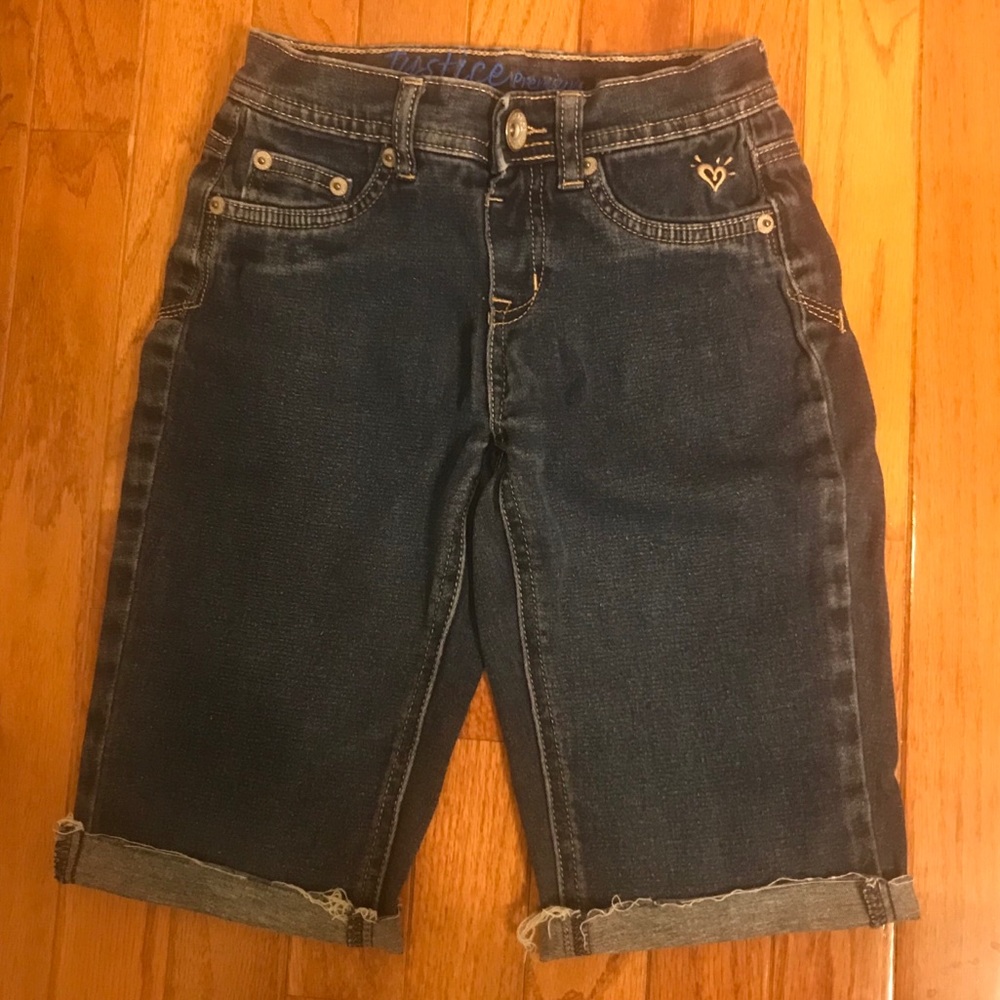 Justice Dark Wash Stretchy Denim Bermuda Shorts